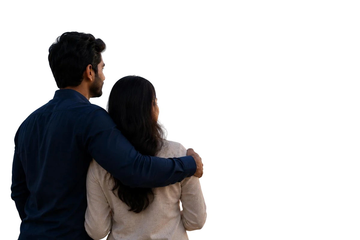 Couple admiring their newly built home