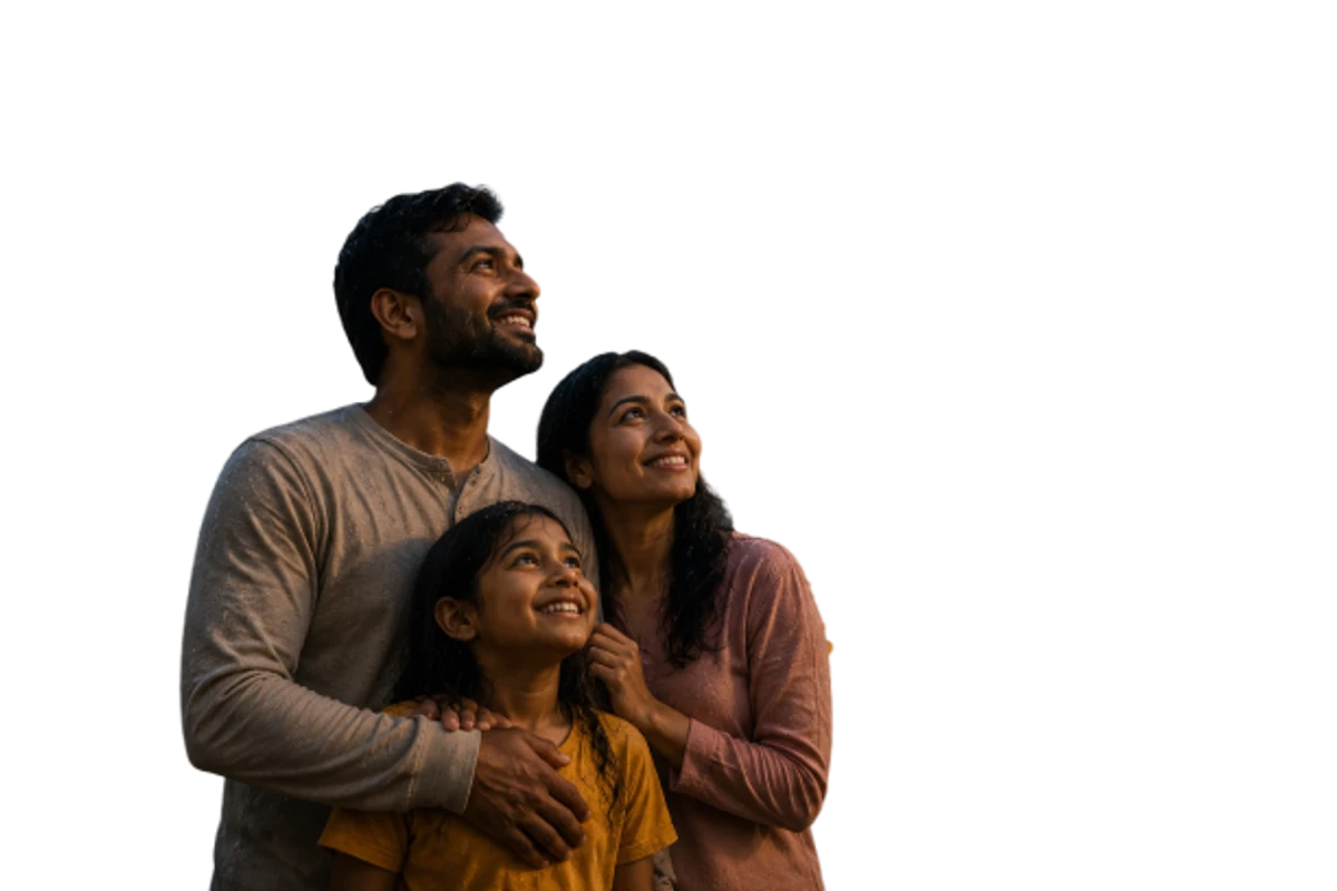 Happy family feeling safe at home